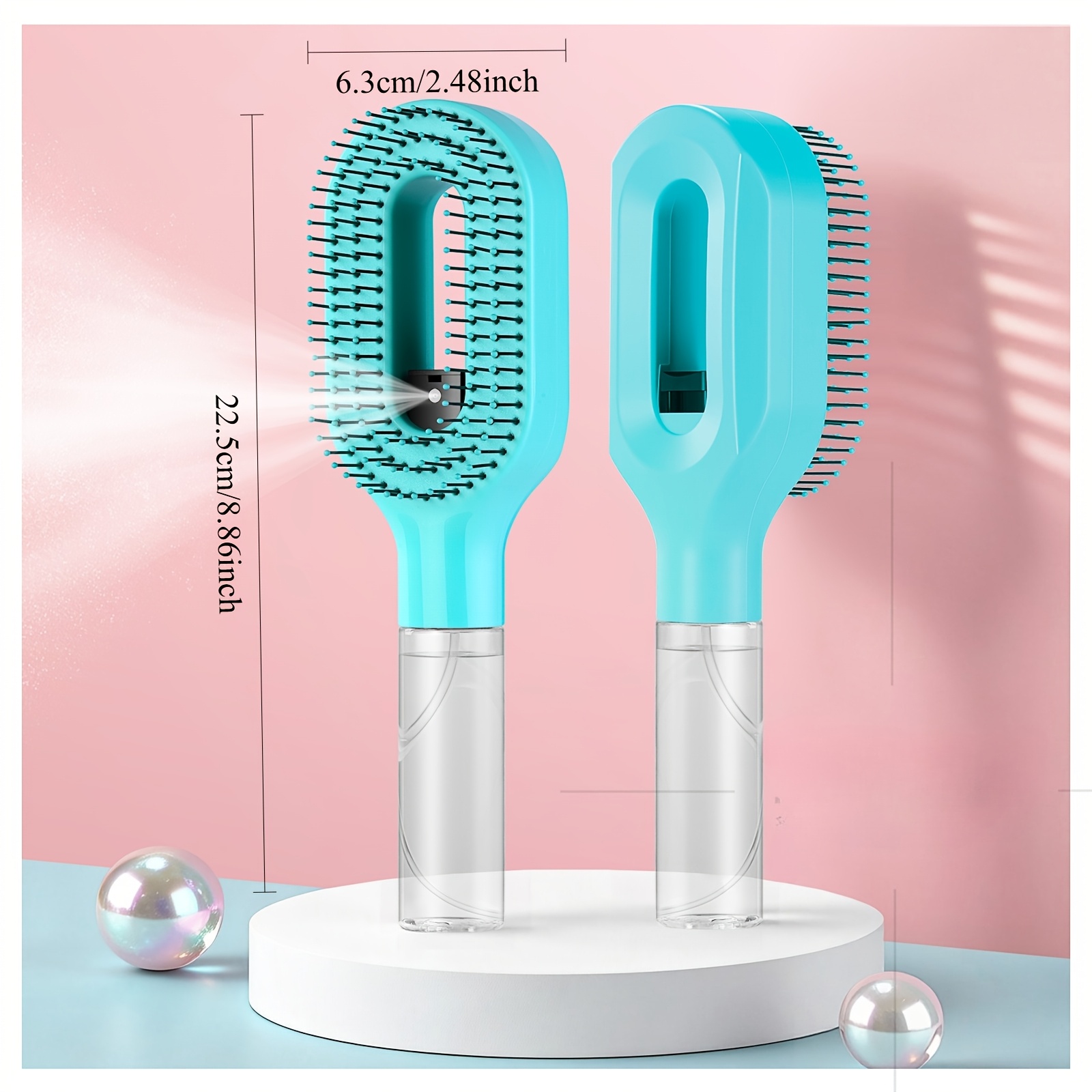 hairbrush mister hair mist sprayer brush 2 in 1 portable hair brush with water spray for detangling and styling Product details 3