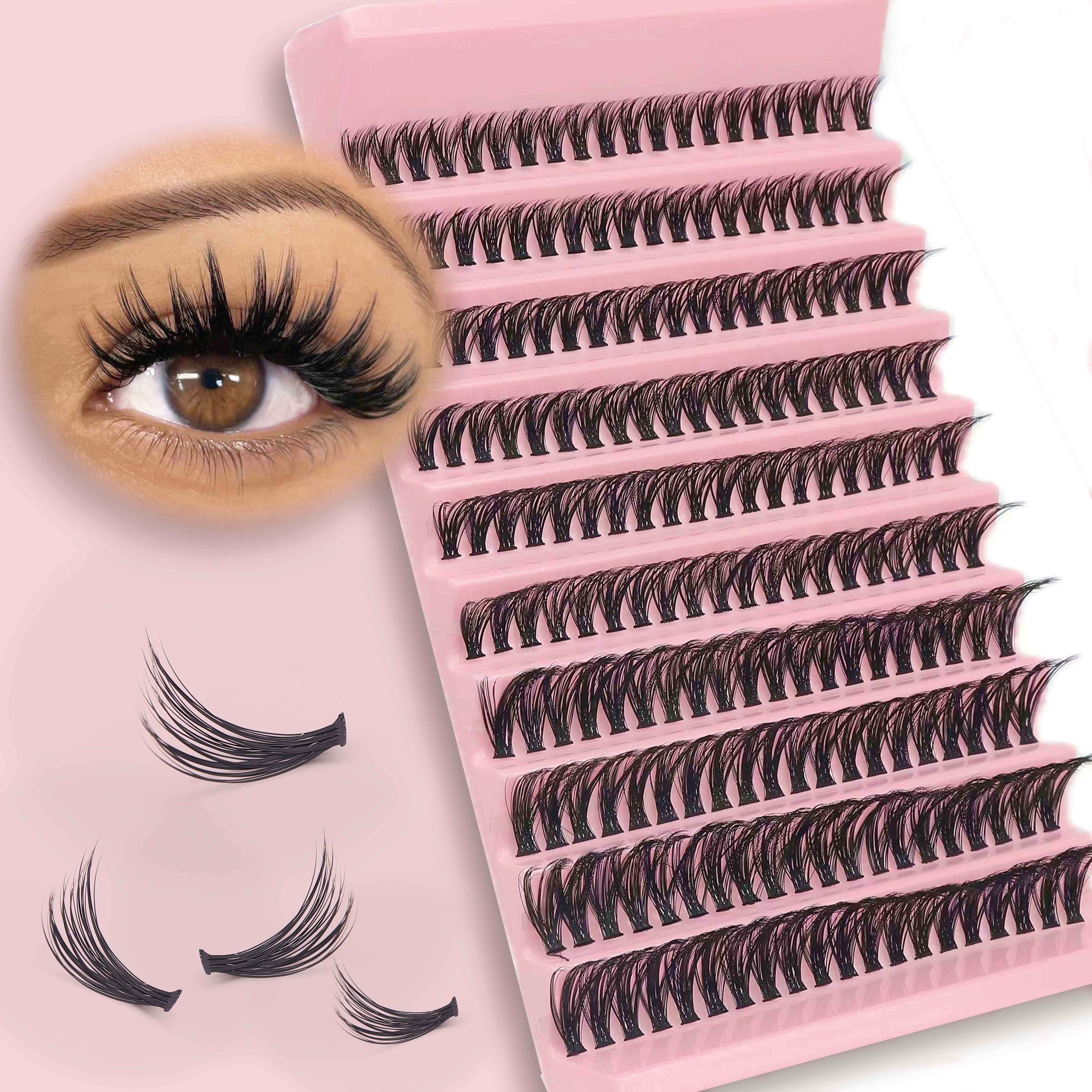 

200-piece Demon King Diy False Eyelashes Kit - Ultra Fine & Thick, Dense Cat Eye Style, Beginner-friendly, Reusable With Natural Look, Self-adhesive, 10mm-15mm Lengths