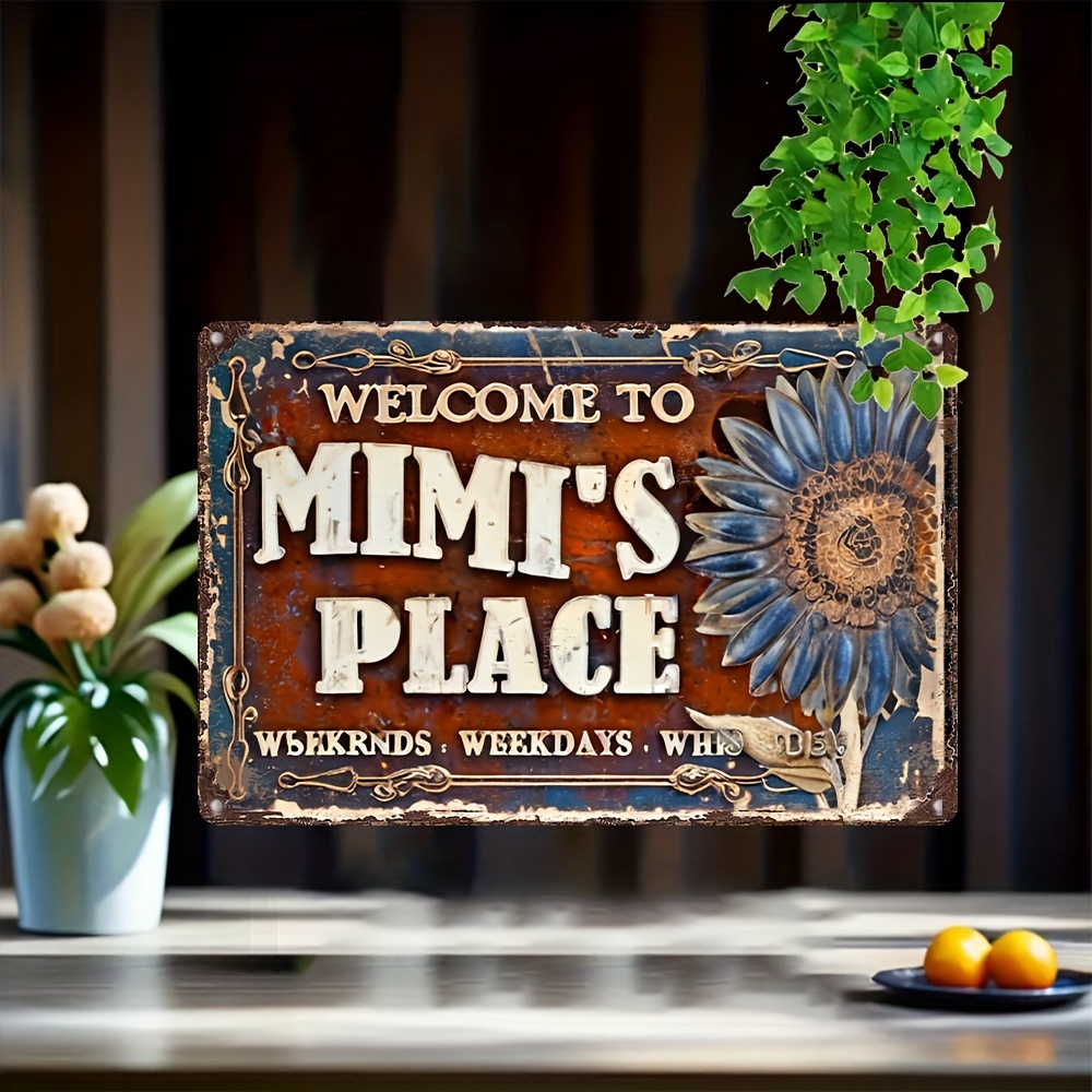 

Mimi's Place Vintage Style Aluminum Sign - Wall Hanging Multipurpose Decorative Plaque, Uv Printed, English - 30cm X 20cm