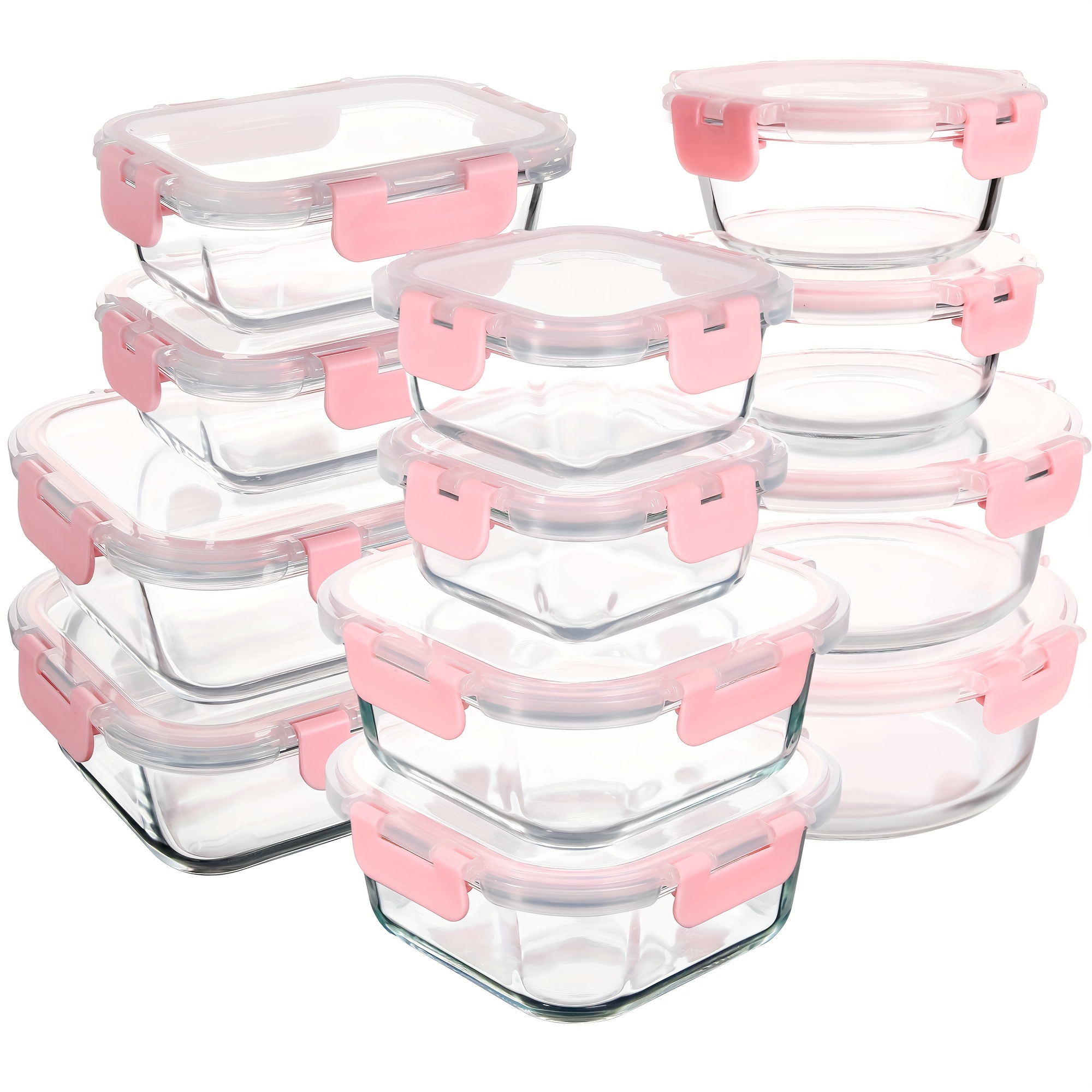 

[12pcs] Glass Food Storage Containers Set, Glass Food Meal Prep Containers With Leakproof Airtight Lids, Perfect For Office Lunch And Home Kitchen Portion Control