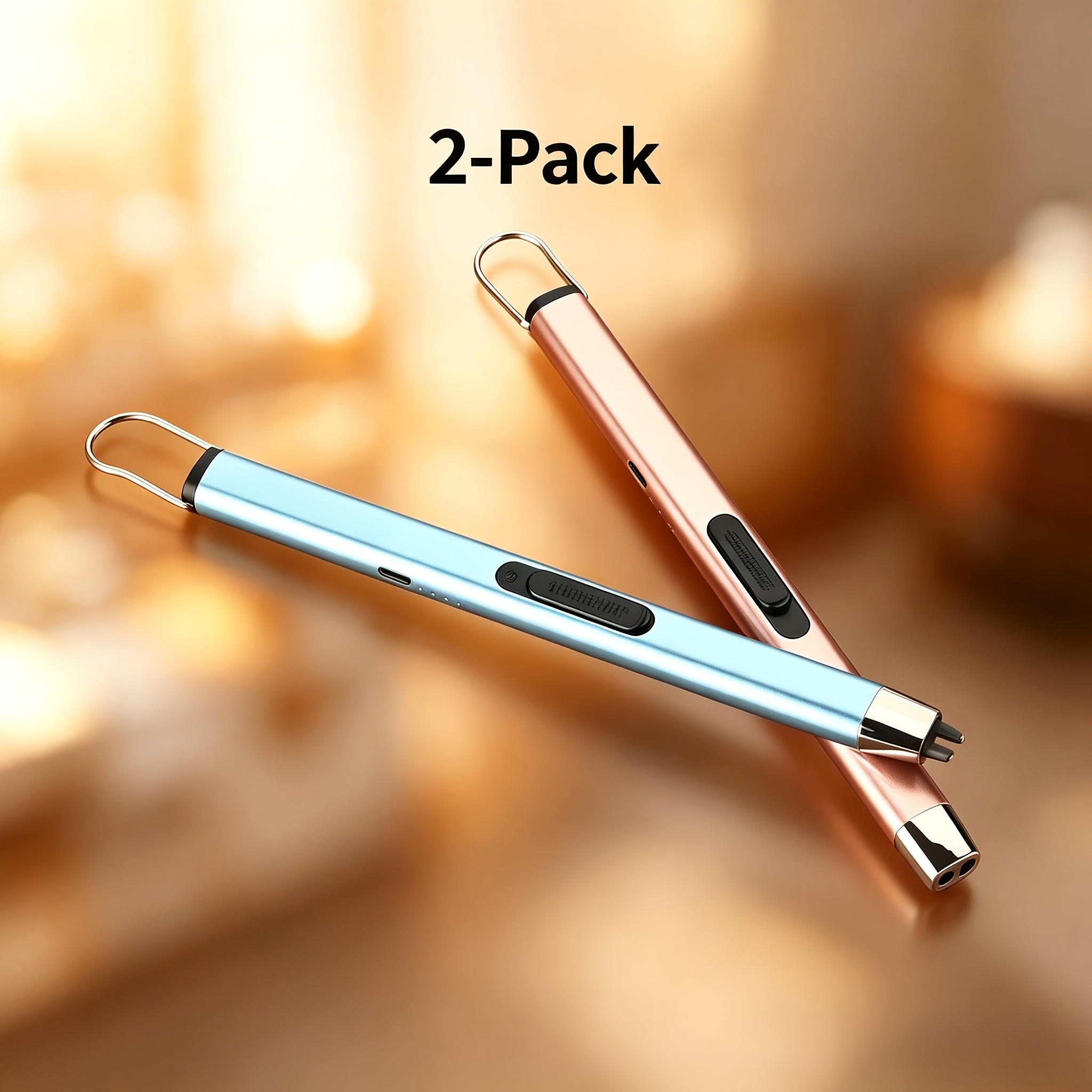 TEMU Dual-pack(random Color) Metal Windproof Usb Type-c Lighter, Rechargeable Portable Igniter For Outdoor Use