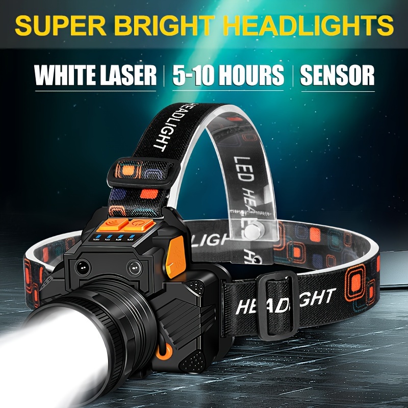 

1pc Rechargeable Headlights, Sensor Headlights, Built-in Battery Usb Rechargeable Home Decoration Hardware Tools, 3 Of Portable Flashlight, Lightweight Headlights, Outdoor Camping And Fishing Lights