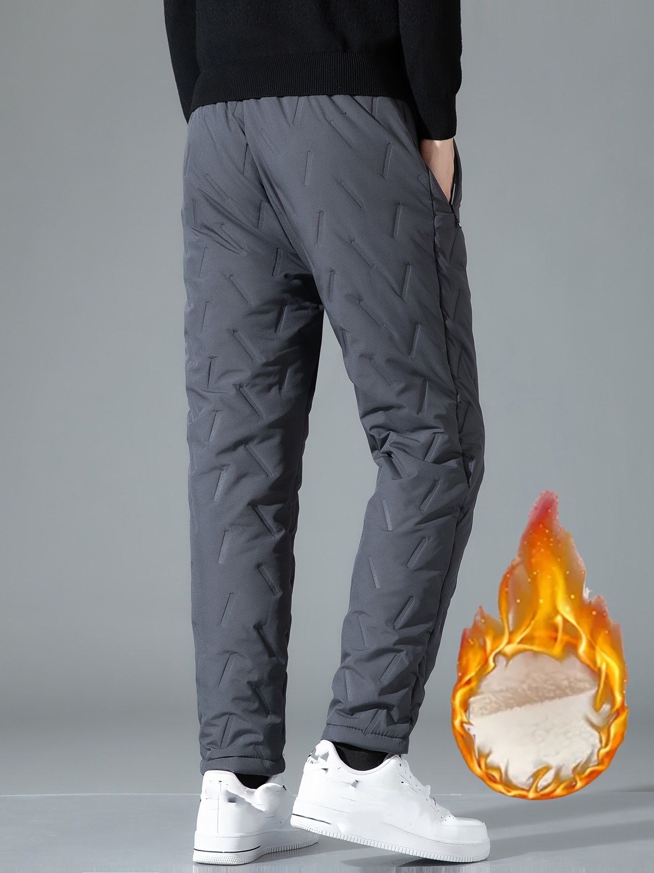 *'s Winter Thermal Fleece-Lined Windproof Joggers Warm, Loose Fit Pants  with Pockets, Black, Super Soft *able for Cold Weather Pants Loose  Fit