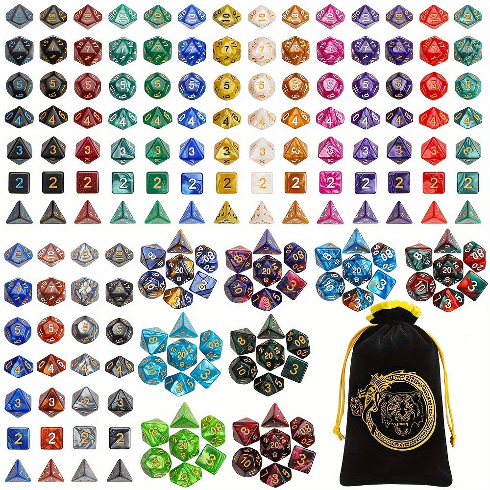 

Ciaraq Dnd Dice Sets - 26 X 7 Polyhedral Dice (182pcs) With A Large Drawstring Bag Great For , Role Playing Table Game. Christmas Gift