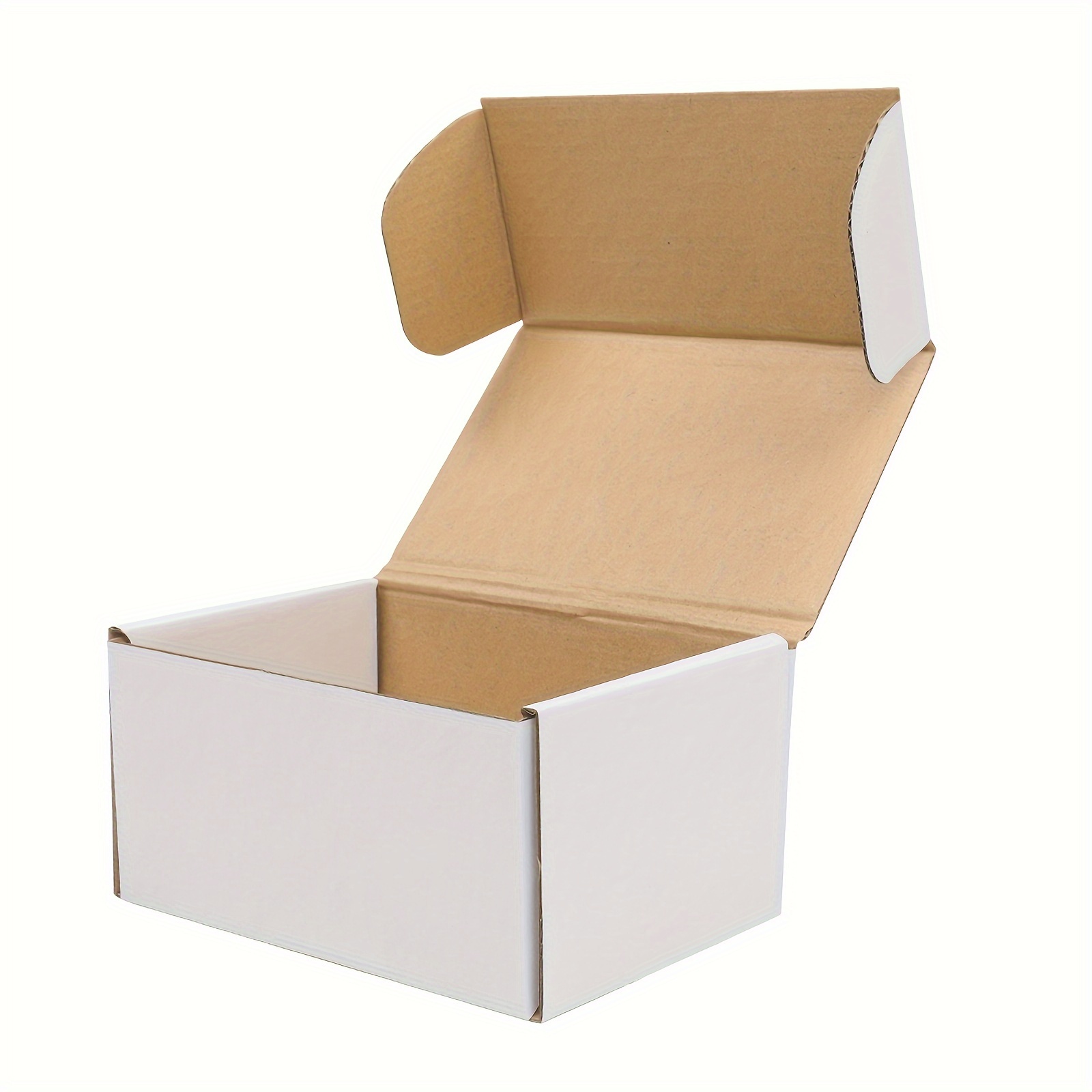 

50 Pack Small Cardboard Boxes, 6x4x3 Inches Corrugated Shipping Boxes, Packaging Boxes For Mailing, Business White Outside And Yellow Inside