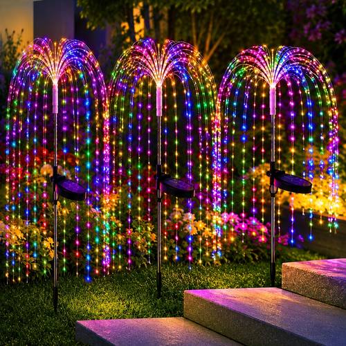 item picture solar willow firework lights outdoor 110 led outdoor garden lights with 1000mah battery waterproof landscape pathway decorative lights holiday decorative lights for christmas halloween garden patio
