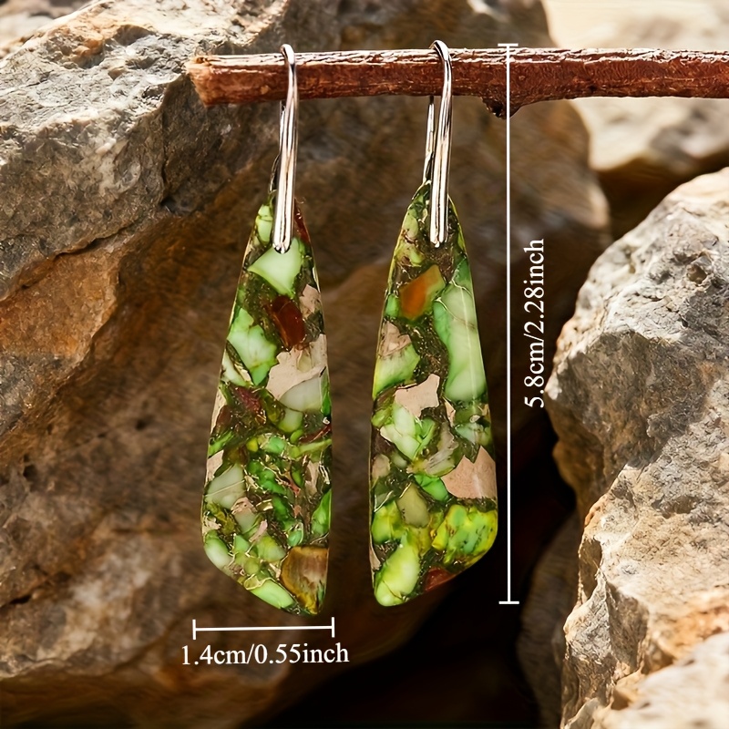 Elegant Geometric Natural Stone Drop Earrings