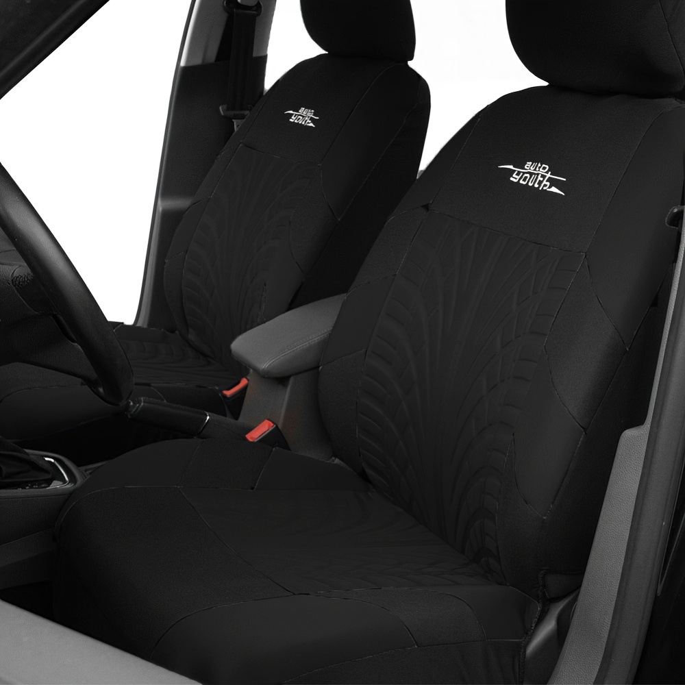 

2pcs Set Car Seat Covers - Polyester, Machine Washable, Front Placement, Fits Most Vehicles - Auto Interior Decoration Accessories