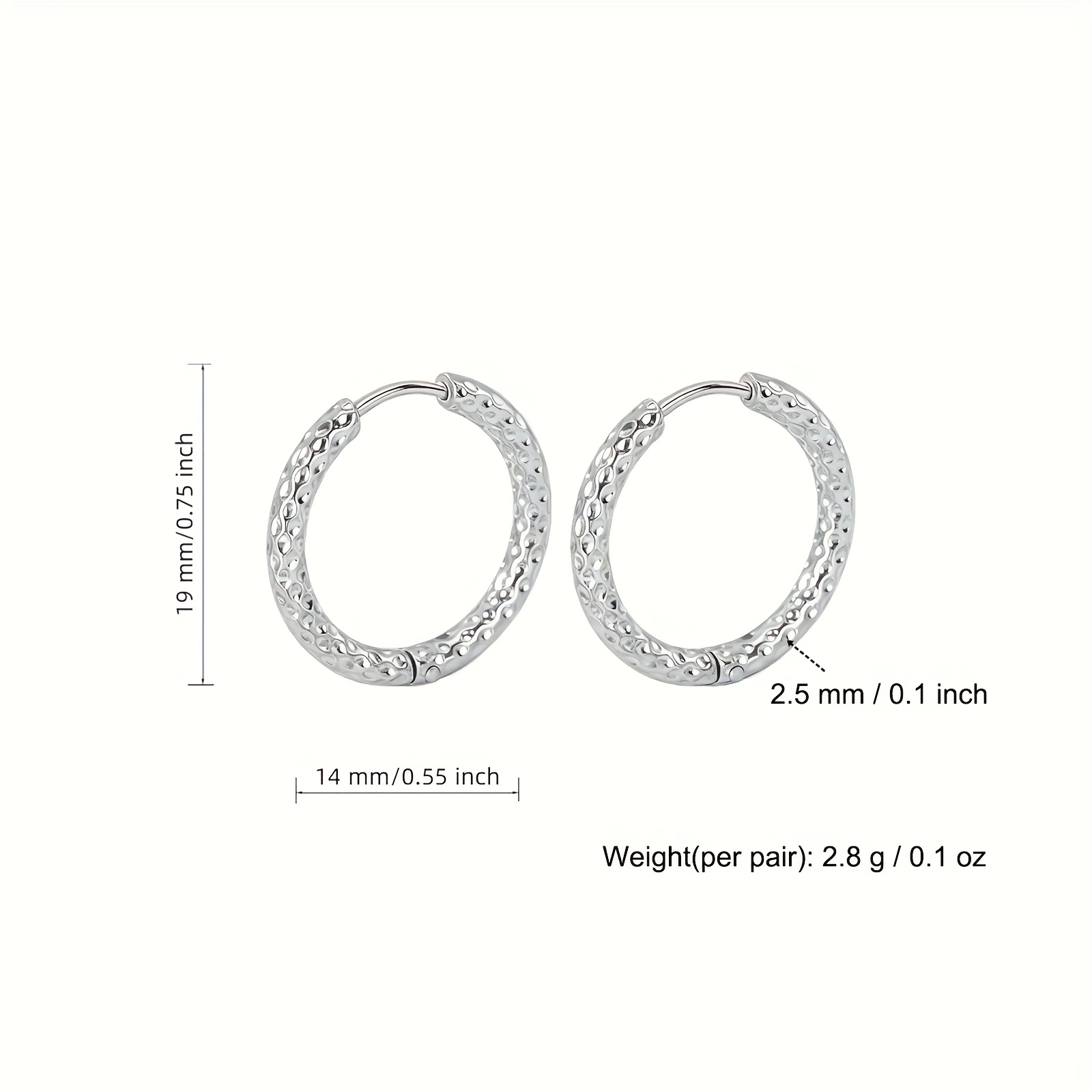 E-shop Hochwertige hochglanzpolierte Edelstahl Damen-Hoop-Ohrringe mit natürlichem Finish, 316L Ohrstecker, hypoallergen, elegant, trendy, ,
