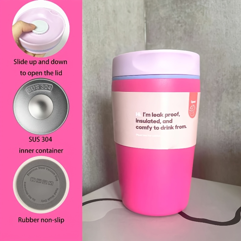 TEMU Tasse à café 12 oz couleur unie, tasse isotherme en acier inoxydable 304, tasse à