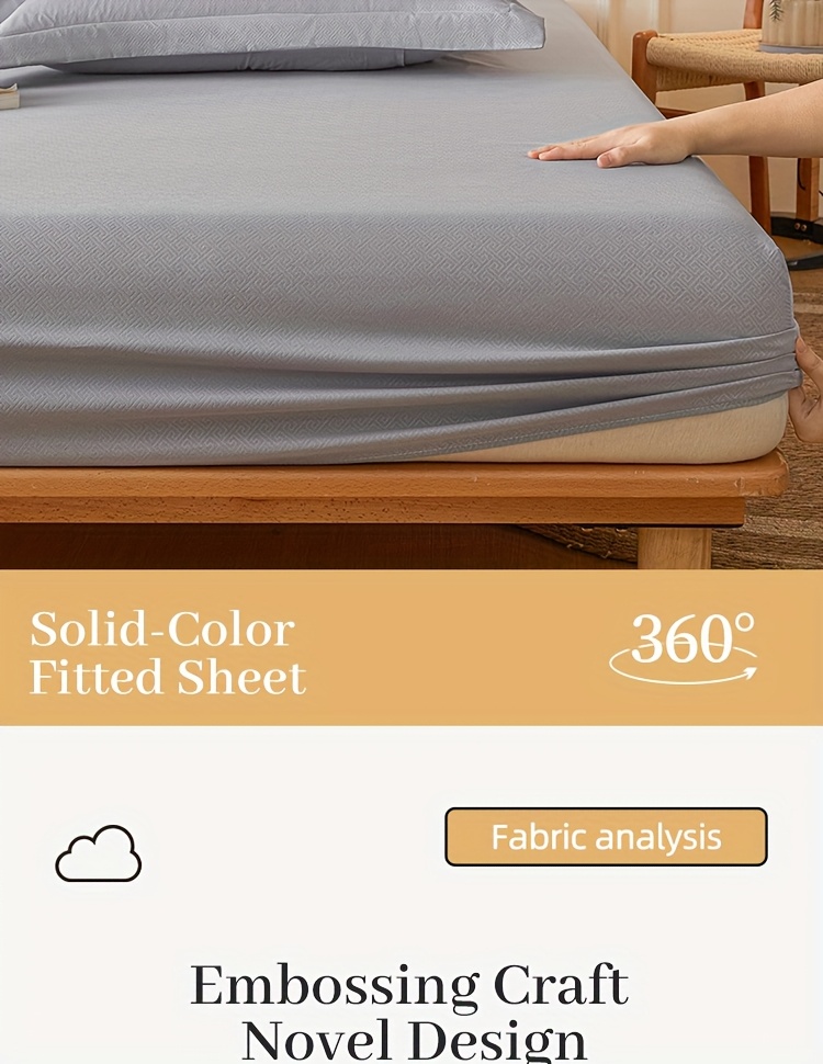 3pcs luxury fitted sheet   fitted sheet two pillowcases pillow inserts not included brushed velvet embossed mattress cover 100 polyester soft and comfortable light beige friendly bedding multi size thickened mattress protector suitable for home   hotel machine washable bed covers thanksgiving gift Product details 4