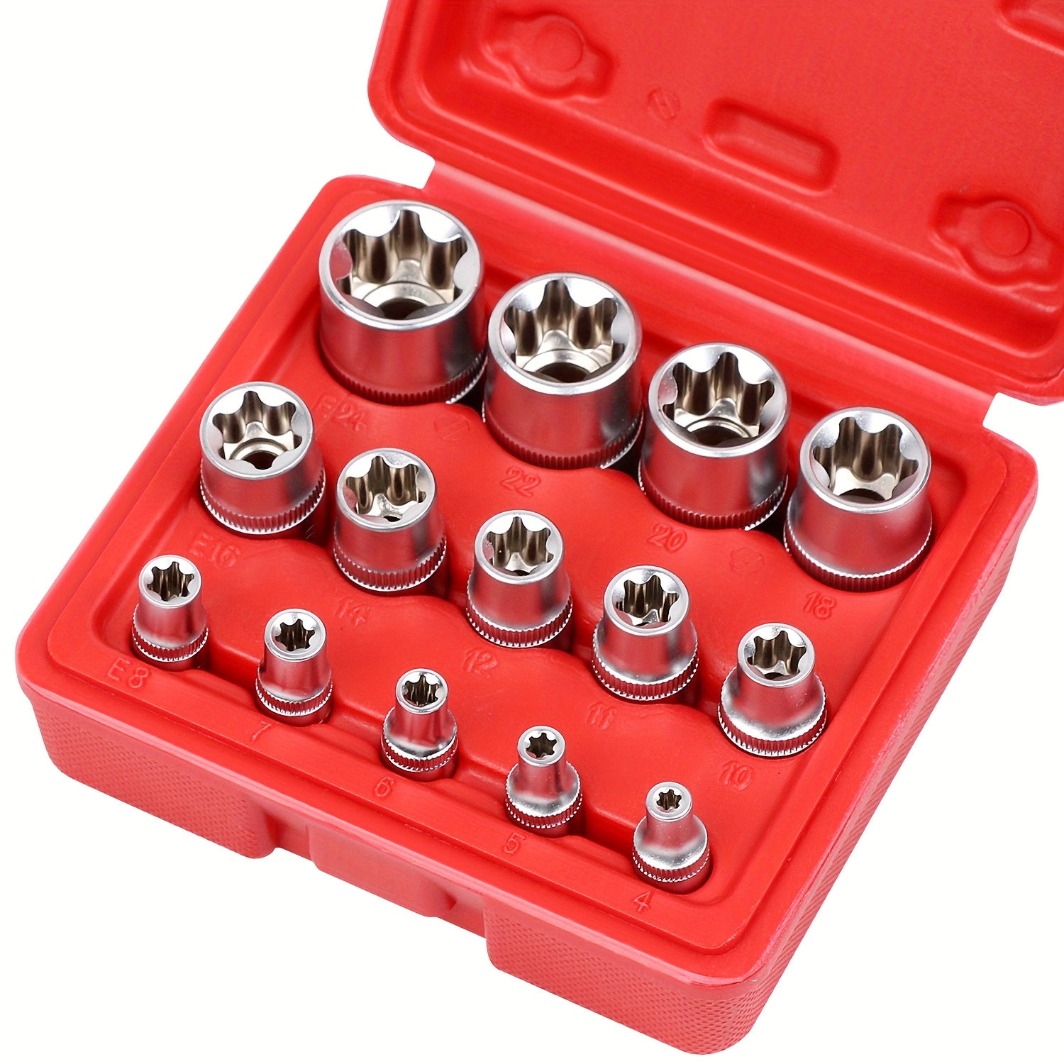 E-shop SEDY 14-teiliges E-TORX Steckschlüssel-Set - Premium Torx Steckschlüssel-Set für Innensechskant, Ultimative Drehmoment-Torx Steckschlüssel,