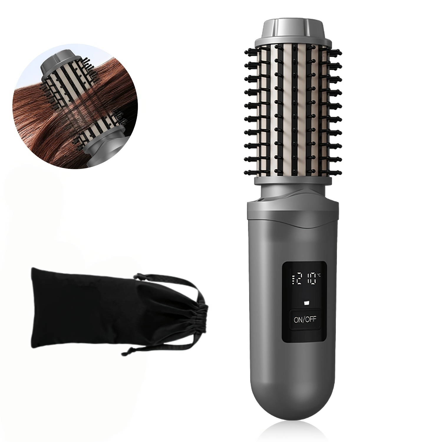 TEMU Straight Hair Roller With A Storage Bag, Type-c Charging Port, Automatic Shut-off Function, Heat-resistant Design, And Led Display, Portable For