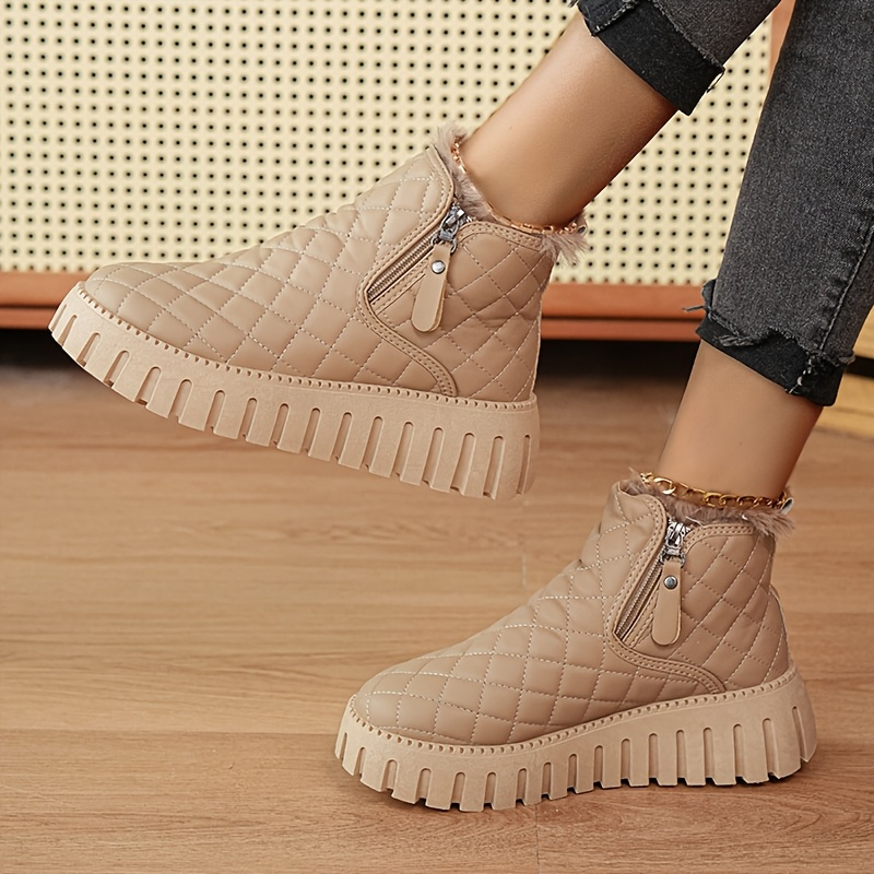 Image of Women's Snow Boots, Winter Plush Warm Short Boots, Shoes, Street Style, Student , Back-to-, Simple And Fashionable Korean Style