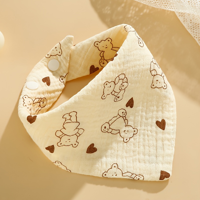 6 pack cotton muslin baby bibs with snap closure soft absorbent saliva cloths non waterproof woven fabric wheat   for home and travel use details 2