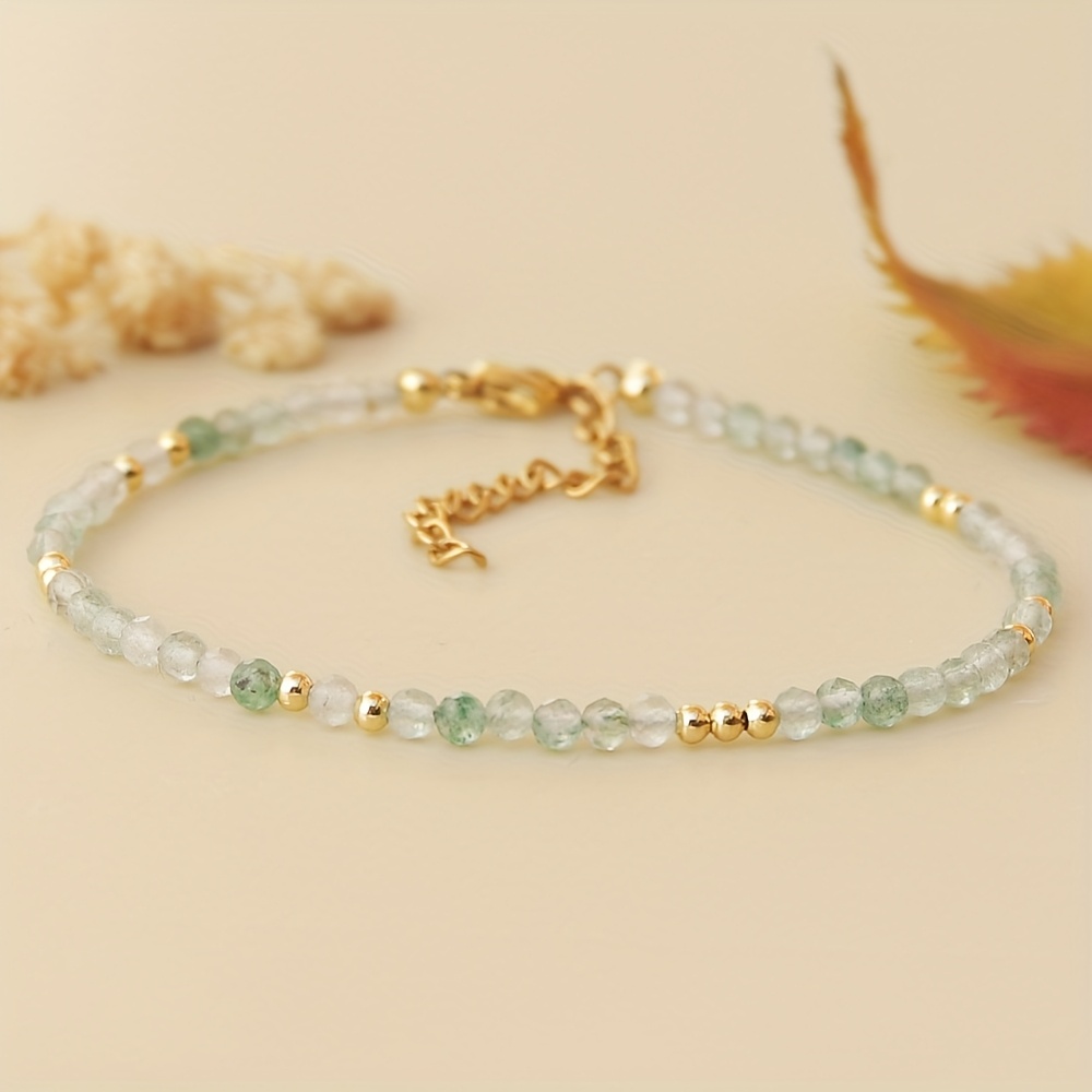 E-shop Natürliches grünes Aventurin 3 mm facettierte Perlenarmband | Stilvoller Glanz | Auffälliges