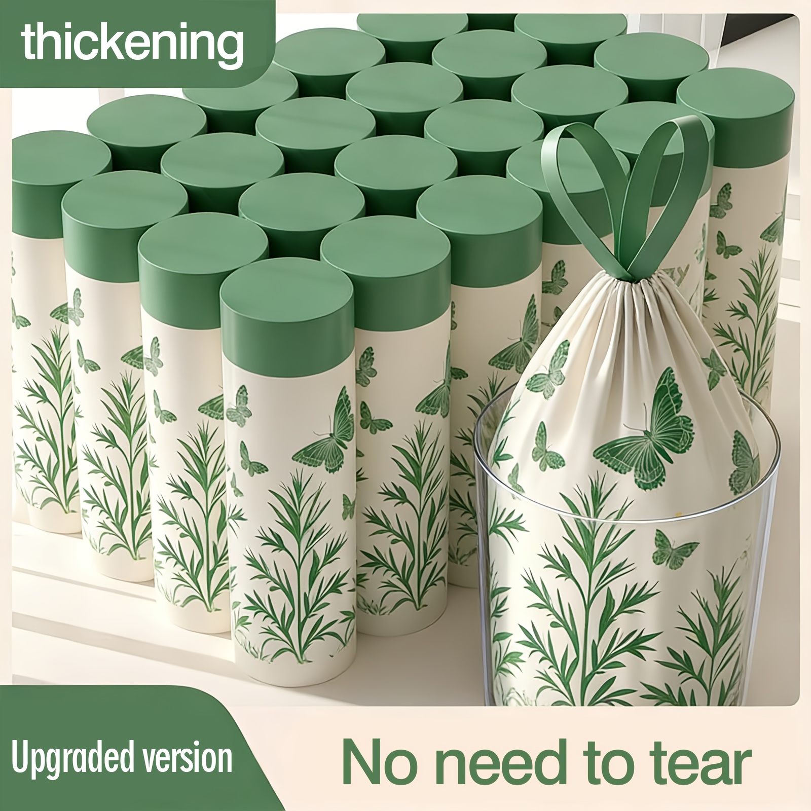 TEMU 110/50pcs Extra Thick Scented Trash Bags - Leakproof, , | Heavy Duty Pet Waste, Kitchen & Household Use, Drawstring Handle