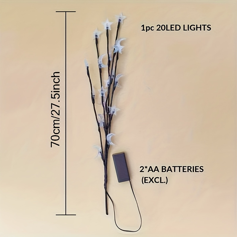 1pc branch tree-shaped decorative light (vase not included), battery powered (batteries not included), LED star and moon branch light for Christmas home decoration, vase filler, suitable for indoor bedrooms, weddings, parties, Ramadan decoration