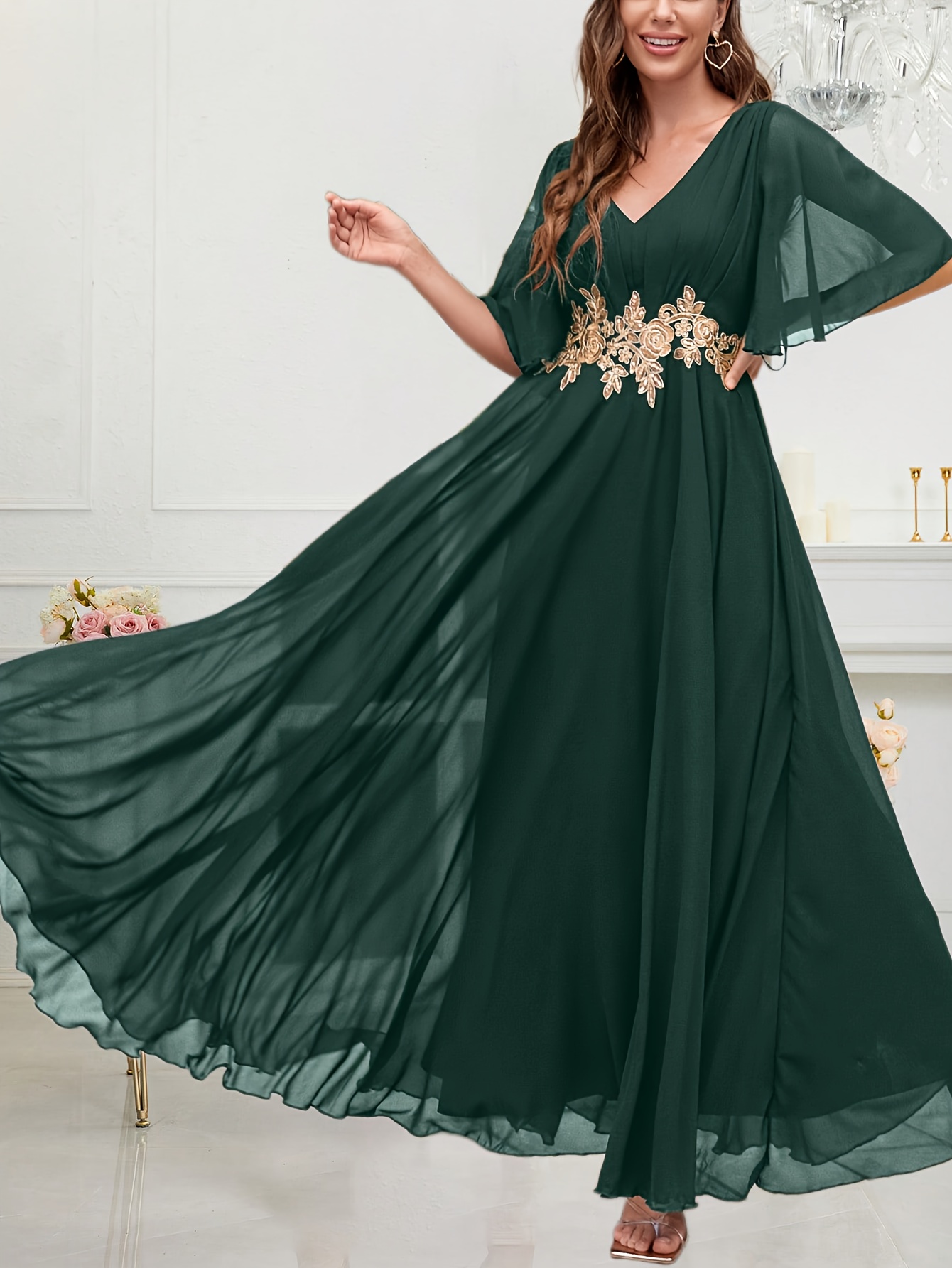 sachin and babi light blue dress Chiffon Floral V Neck Maxi Dress Ador Rose Red 2026 $54.50 XS S M L XL 2XL  3XL 4XL