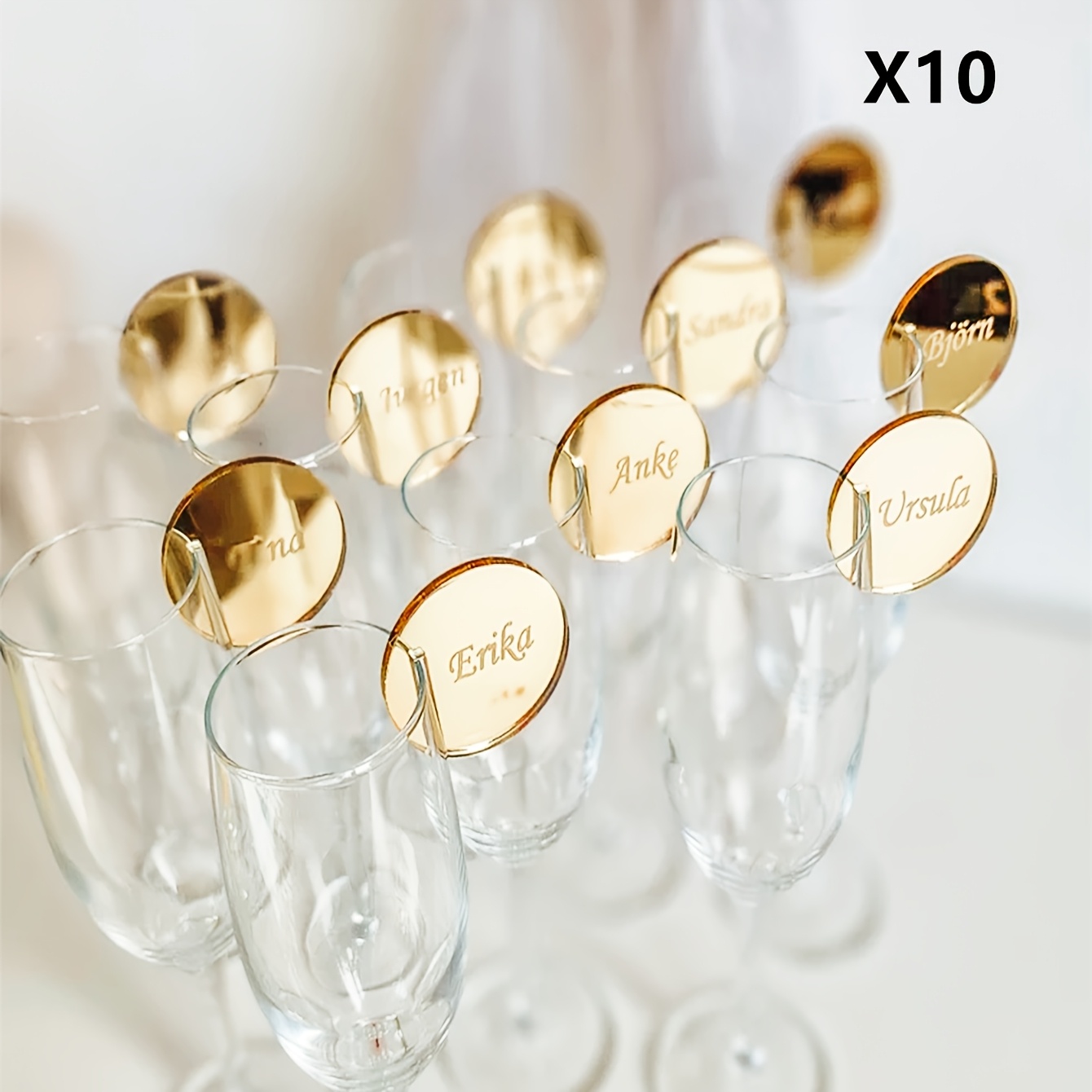 E-shop 10/ Stück personalisierbares Geschenkverpackungsset, Acryl Hochzeitsgeschenk - Weinglas, Cocktailglas und Platzkarten mit individuellem