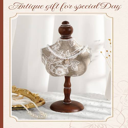 1 vintage jewelry mannequin display measuring by 6 3 inches designed for showcasing necklaces and chokers this elegant wooden bust serves as a beautiful decor item for as a gift for weddings or home decoration