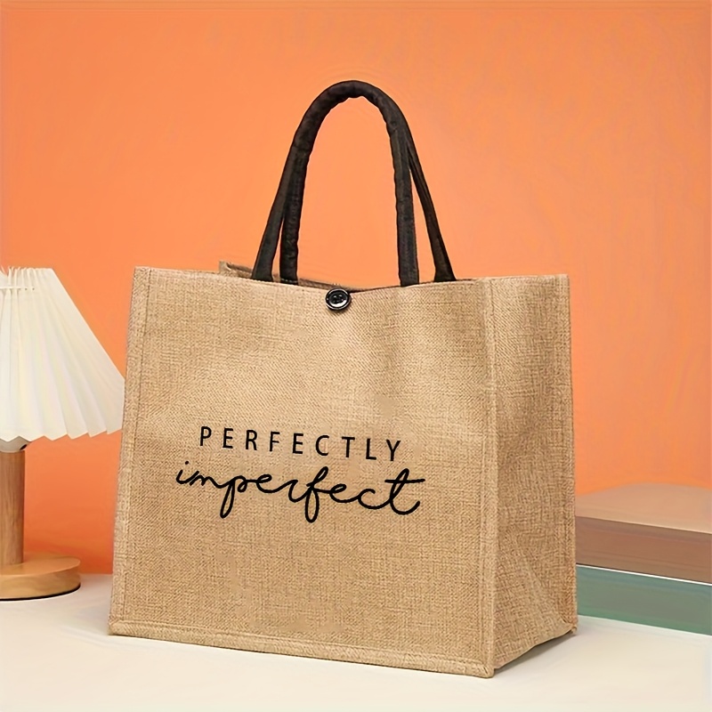 Image of Women's Fashion Handbag, Unique Rope Pattern, Beige, Fabric, Random Print, With Fixed Shoulder Strap And Buttons, Perfect Gift For , Suitable For Shopping And Outdoor Travel
