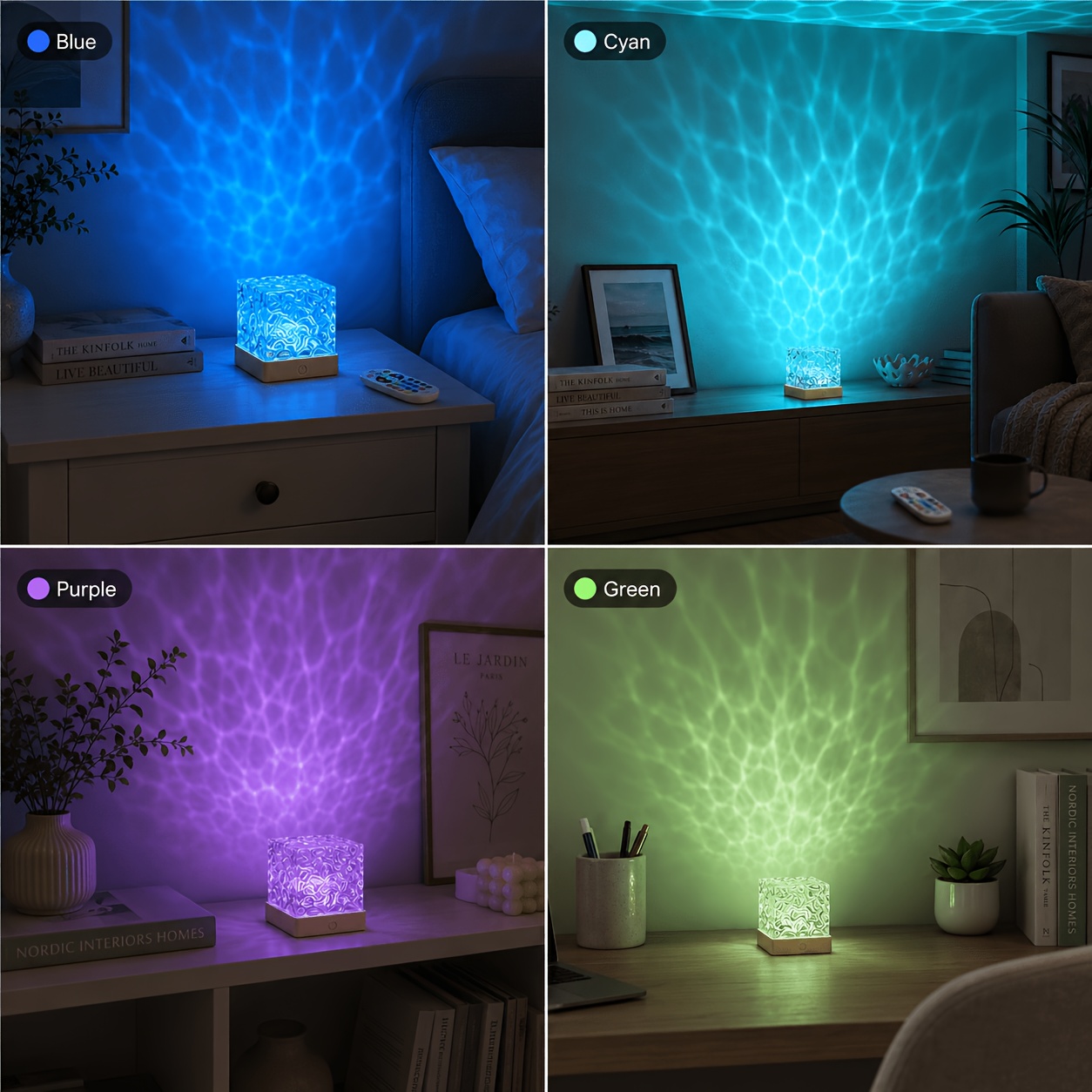 TEMU Lámpara pequeña que desprende un de lujo. Esta luz nocturna de ondulación de agua de 16 colores control inteligente con funciones de control