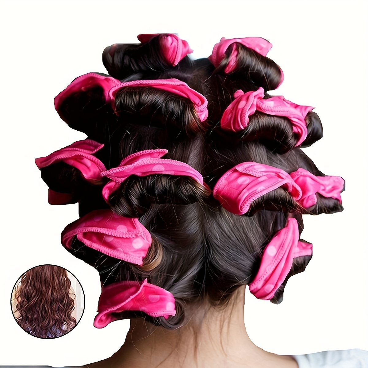 

10pcs Heatless Hair Curler Set - No-heat Sponge Curlers For All Hair Types, Pear With Bowknot For Overnight Styling