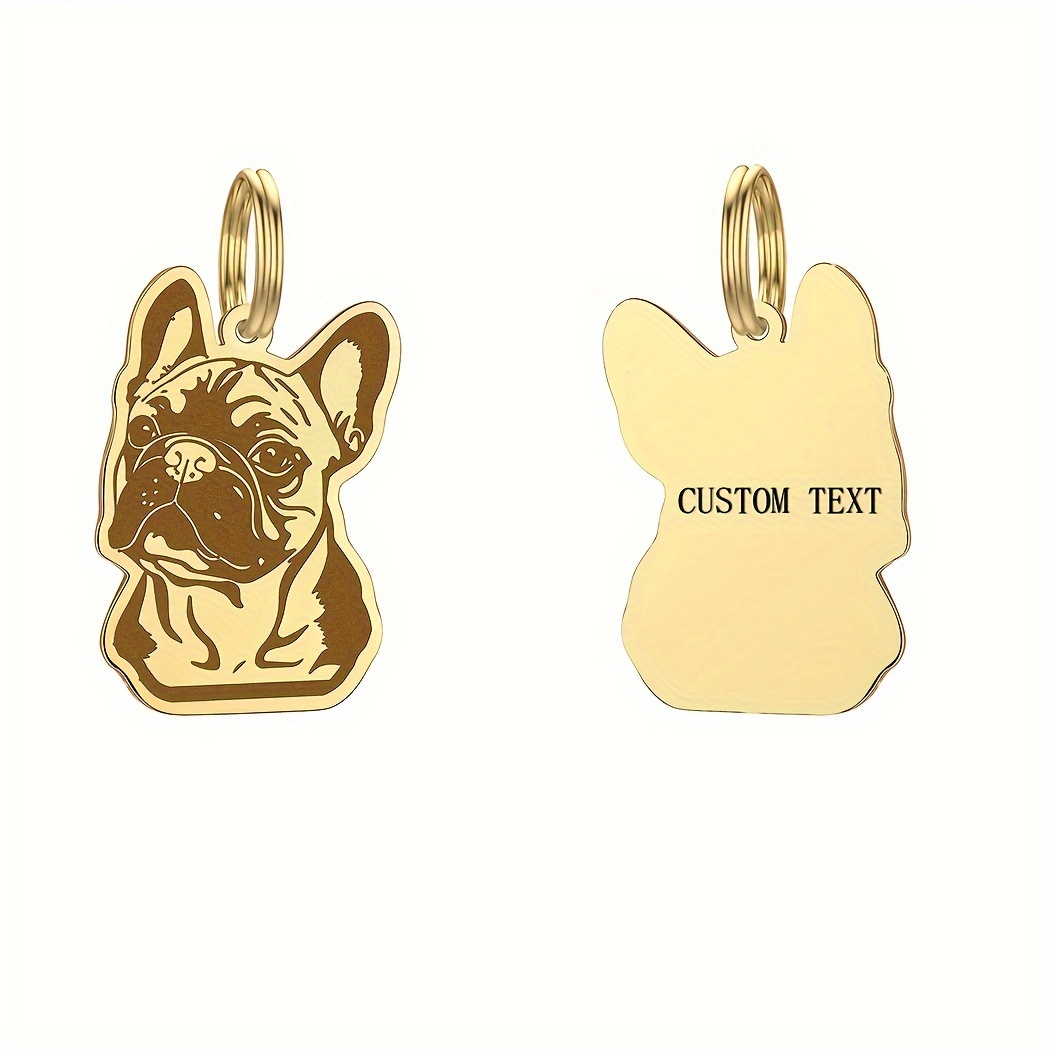 

Custom French Bulldog Id Tag Keychain - Personalized Stainless Steel & Anti-lost Number - Cute Fashion Accessory For Men