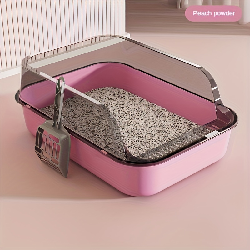 

Enclosed Cat Litter Box With - Easy- For Cats Up To 12 Lbs, High-sided , Pink Plastic