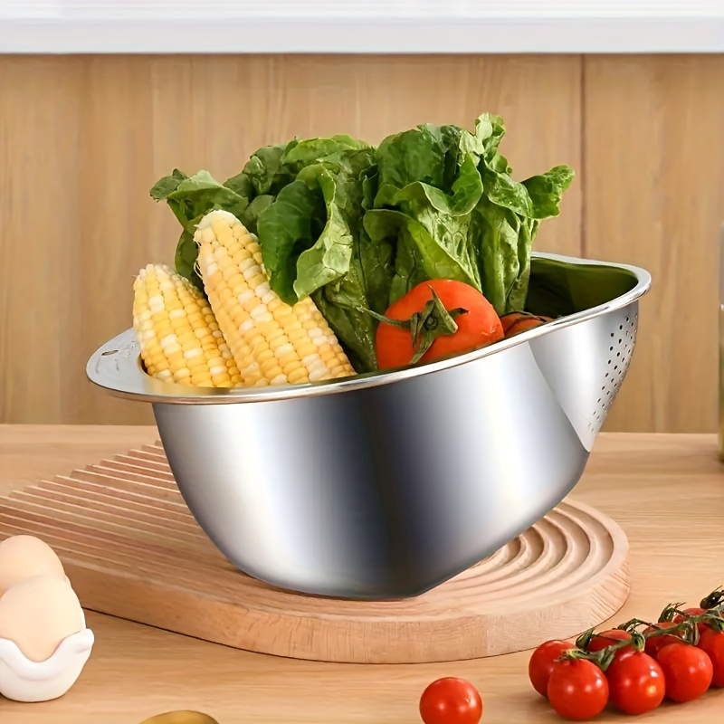 Stainless Steel Multi-Purpose Kitchen Drain Basket – Perfect for Washing Rice, Fruits, and Vegetables – Durable, Food Safe, and Efficient Water Filtration – Ideal for Cleaning and Straining Food in the Kitchen