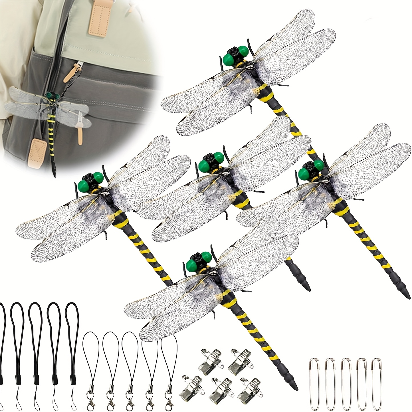 TEMU Insect Repellent Dragonfly Large 12cm Insect Repellent Dragonfly Dragonfly Model Insect Animal Model Fishing Outdoor Mountaineering Clothing