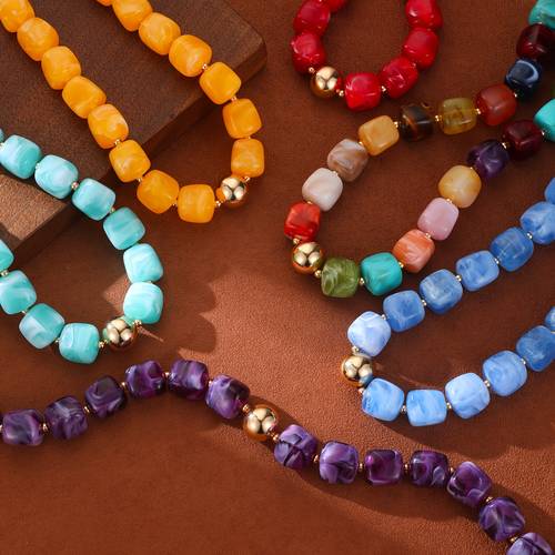 item picture square beaded necklace dopamine beads for a brightening effect bohemian neck accessory gift for in colors from