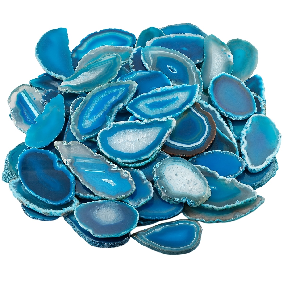 12pcs Natural Blue Banded Agate Geode Slices for DIY Craft & Coaster Making