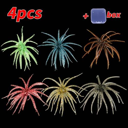4pcs boîte dappâts souples de mer, multicolore en option, aux déchirures et haute élasticité, posture et appétence, appât de pêche rapide, appât imitant ver mousse, compatible avec autres de pêche, convient pour