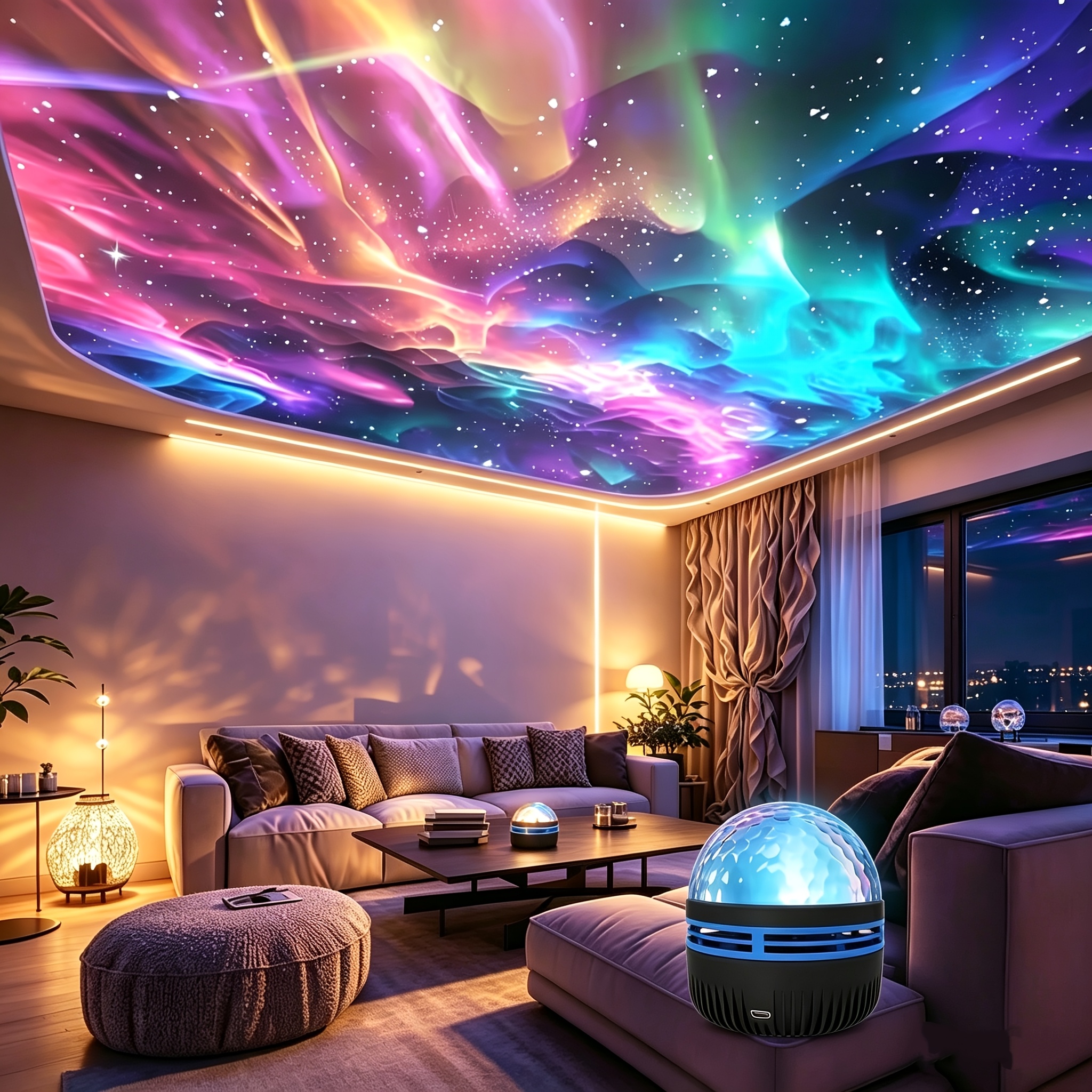 TEMU Projection 2026 New Model - 360-degree Ceiling Led Projection With Adjustable Brightness And 10 Starry Sky Effects. Perfect For Decorating Game