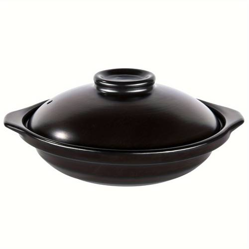 1 pack ceramic cooking pot clay pot with lid heat resistant shallow casserole pan for kitchen 20oz 600ml dishwasher safe