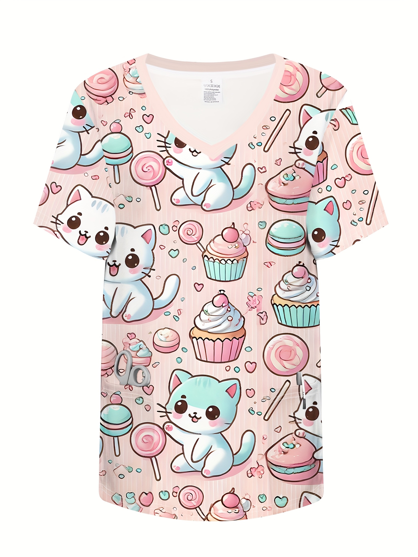 Cute Cartoon Cat Pink Scrub Caps Adjustable Working Cap Surgical 並行輸入品 Cute Cartoon Cat Pink Scarf Background Stock Photos - Free