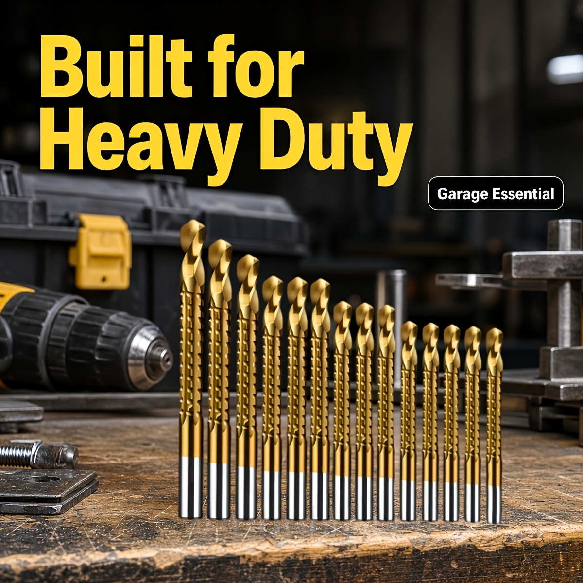 TEMU 14pcs Coated Toothed Drill Bit Set - A Versatile Tool, Multiple Sizes, Steel, For Drilling, Cutting, And Milling , Specifically Designed For Use