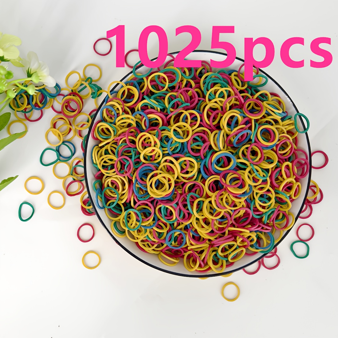 Image of About 315/435/510/1025pcs Colorful Rubber Bands, Elastic Bands For Office Organization And Daily, 15mm (0.59") Hair Ties, Small Hairbands, Large Braids, Ponytails, Suitable For Thick