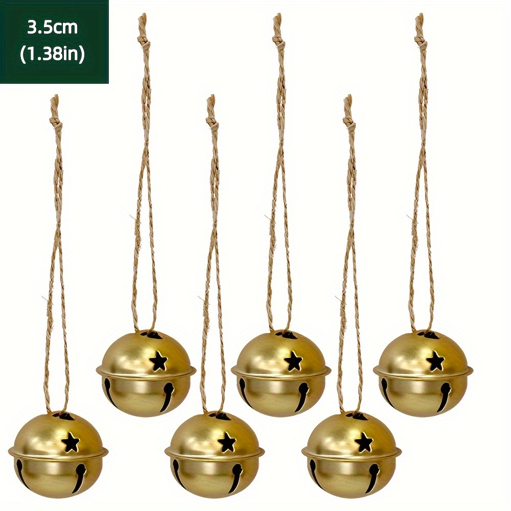 Image of 6pcs/gold-tone Decorative Bells, Suitable For Christmas Decorations, Christmas Tree Ornaments, Door Bells, Pet Bells, Wreath Decorations, Etc