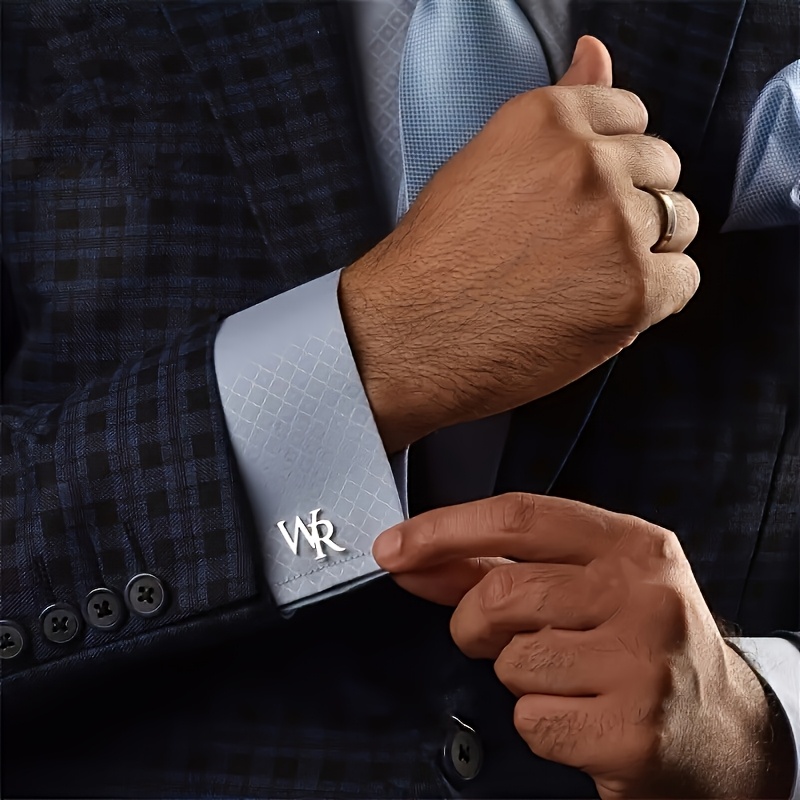 TEMU [customized] Personalized Stainless Steel Golden Creative Letter Name Cufflinks, Customized Upper And Lower 2 Letter Cufflinks, Customized