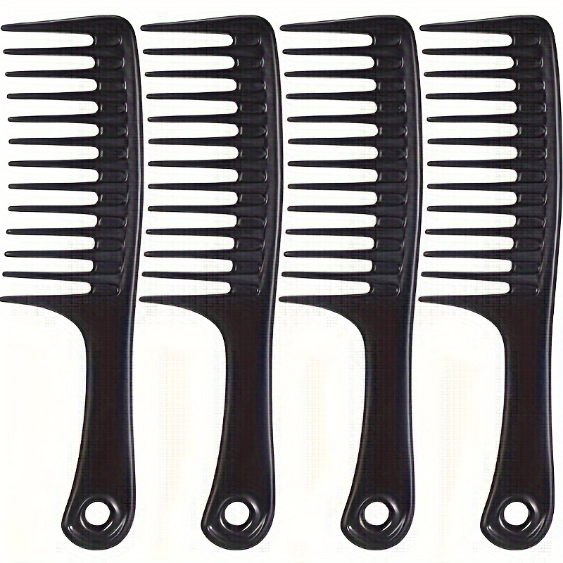 

4-pack Wide-tooth Hair Combs For Thick, Long, And Curly Hair - Durable Abs Plastic, Anti-static, Detangling Combs With Comfortable Handle - Versatile For Normal Hair Types