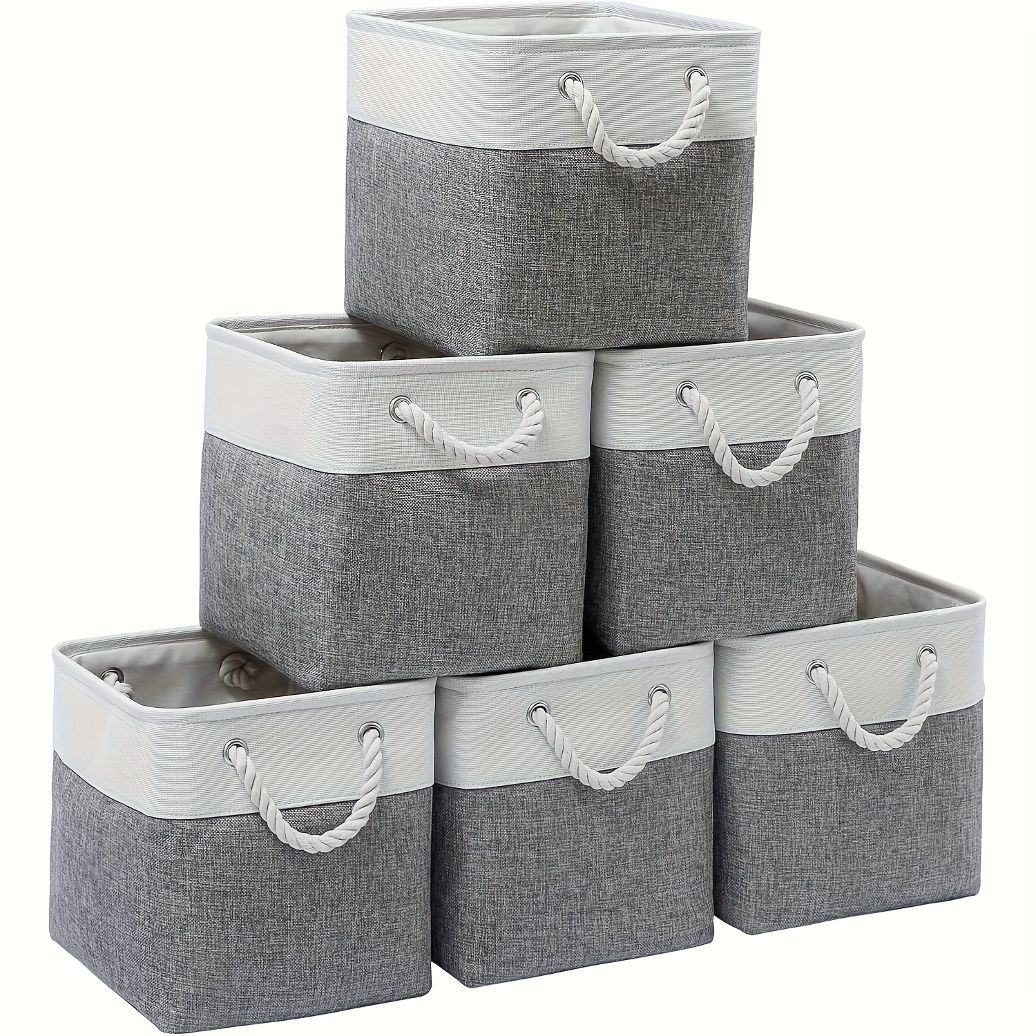 6pcs Large Foldable Storage Bins - Inch Fabric Storage Cubes, Home Organization Essential For Wardrobe,, And Clothing. Ideal For Home, Office, Closet, Clothing, And Organization - Open Storage Bins