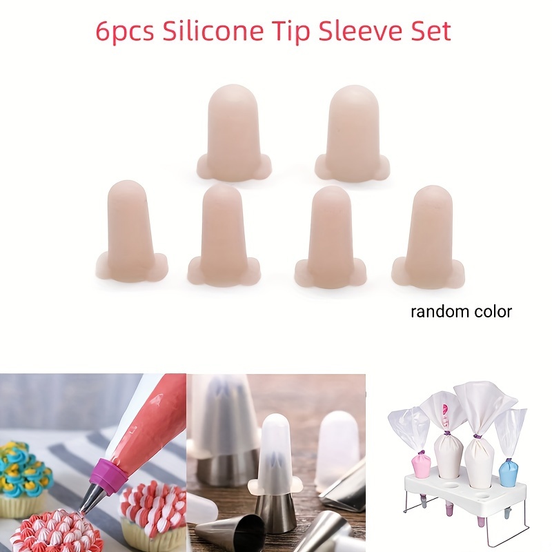 

6pcs Silicone Icing Piping Tip Covers Set - Durable Plastic Piping Bag Ties For Cake Decorating, Baking Tools Accessories For Christmas, Halloween, Easter, Hanukkah, Thanksgiving