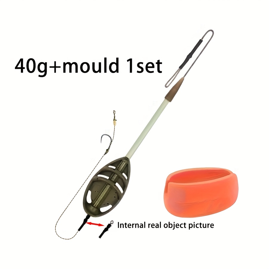 TEMU 1 Set Karpfenangeln Futter Rig Set, 30/40/50/60G, inklusive Formen, ausgestattet mit einem Karpfenhaken für schnellen Austausch von Sub Lines