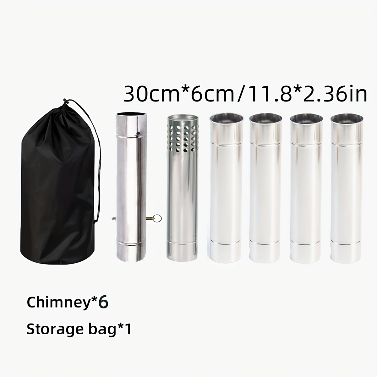 TEMU 4pcs Chimney Set, 1pc Valve Chimney And 1pc Suppressor Chimney. Used To Increase Chimney Tension And Wood Stove Fire Size, Inhibiting Spark