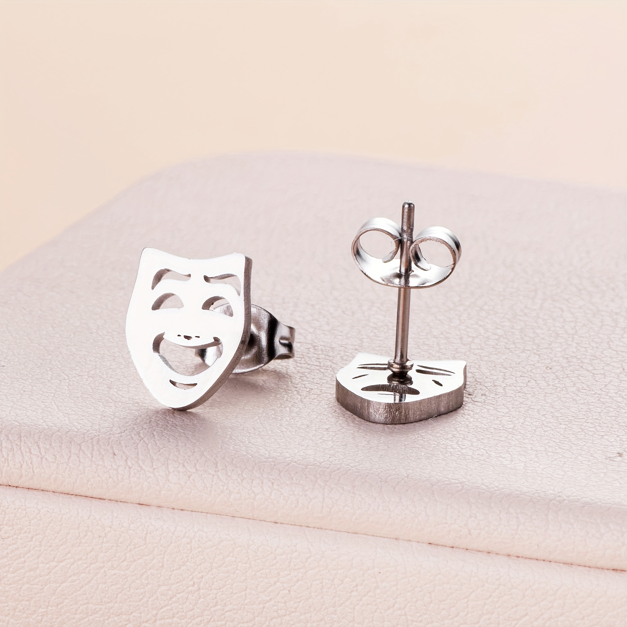 Stainless Steel Laughing Face Women's Earrings