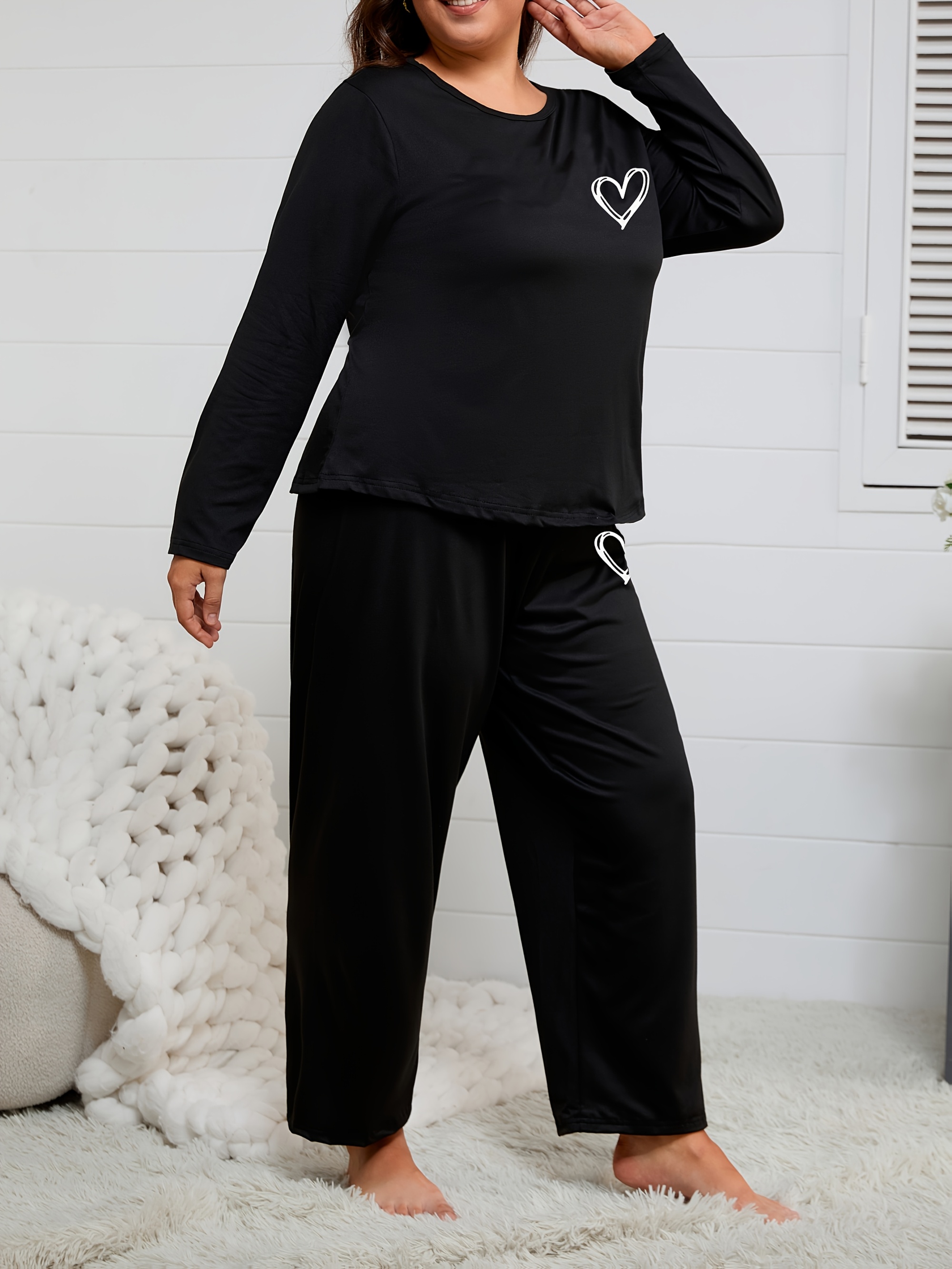 women's plus size knitted heart long sleeve top Temu United Arab