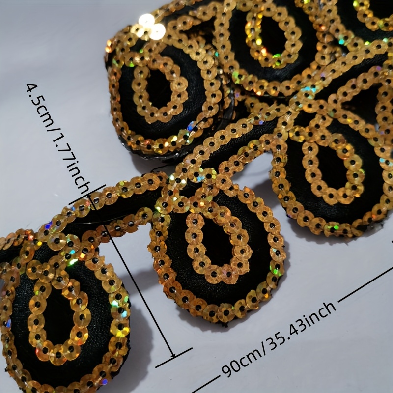 Sparkling Sequin Trim with Golden and Red Beads, Ethnic Style